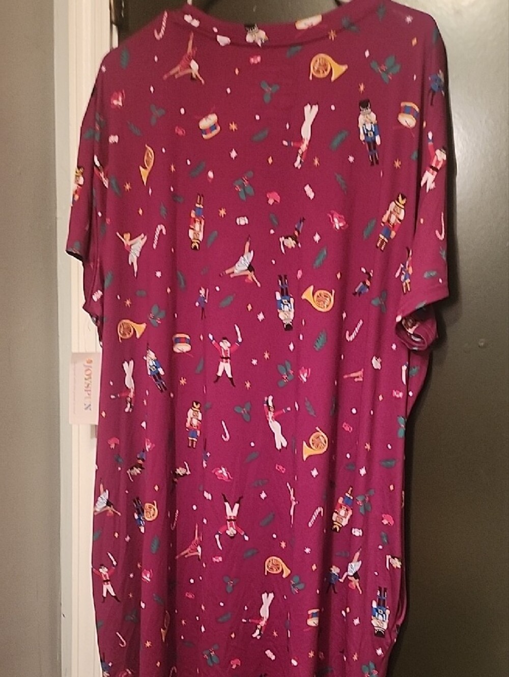 Joyspun Burgundy Holiday Nutcracker Print Sleepshirt - Picture 5 of 5